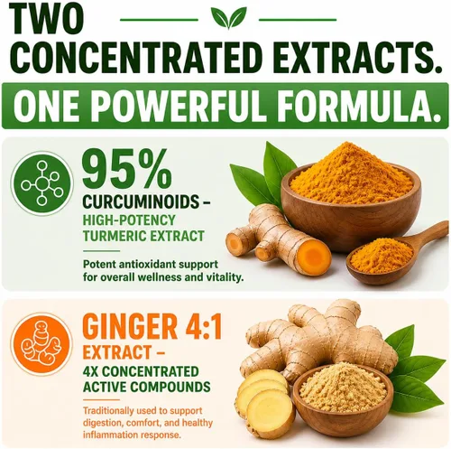 Miniatura 8 de Curcumina de cúrcuma con jengibre, fórmula de alta potencia de 1750 mg con 95% de curcuminoides estandarizados y extracto de jengibre, pimienta