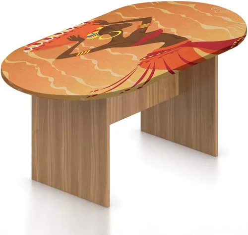 Miniatura 25 de Mantel ajustable ovalado, decoración africana, funda de poliéster elástico, mantel con estampado exótico tribal africano, para cocina, fiesta