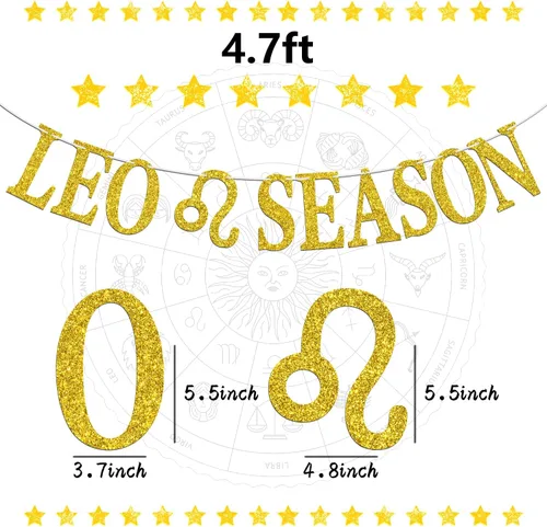 Miniatura 2 de Cartel de la temporada de Leo, cartel de Big Leo Energy, 12 Constelaciones Tema de Historia de Feliz Cumpleaños, Suministros de Decoración de Fiesta