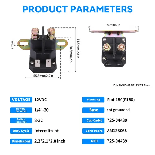 Miniatura 3 de Stylemafia Solenoide de arranque compatible con John Deere AM138068 MTD 725-04439, apto para tractor cortacésped John Deere MTD Cub Cadet