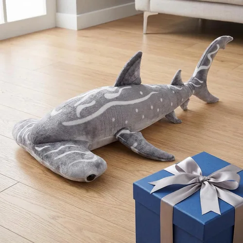 Miniatura 6 de Juguete de peluche gigante de tiburón martillo – Juguetes de peluche realistas de tiburón martillo de 40 pulgadas de largo, súper suaves, animales