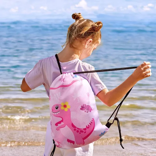 Miniatura 4 de WAWSAM Mochila con cordón - Bolsas con cordón para niños, bolsa de natación para la playa, Dinosaurio B, Dinosaurio B