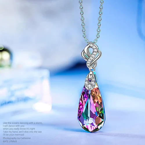 Miniatura 2 de Kate Lynn Collar para niña Un encuentro con sirena Colgante de lágrima hecho con cristales de Austria y circonita cúbica joyería regalo para el día