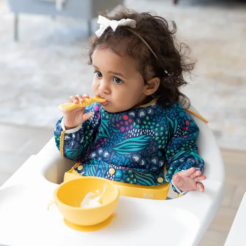 Miniatura 4 de Bumkins Baberos de silicona para niñas o niños, bebés y niños pequeños de 6 a 24 meses, imprescindibles para comer, alimentar, tela combinada