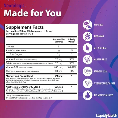 Miniatura 7 de LIQUIDHEALTH Paquete de suplementos vitamínicos líquidos nootrópicos de calcio y magnesio y neurológicos para adultos – Apoya la salud de los huesos