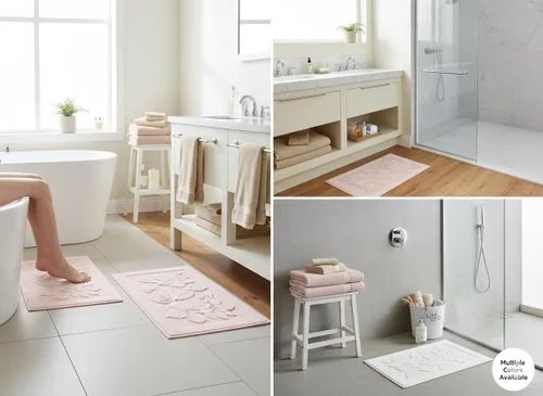 Miniatura 9 de Tapete de baño – Tapete de baño – Tapetes de ducha lavables – Toallas para el suelo del fregadero, tapetes de baño 100% algodón turco (1, gris)