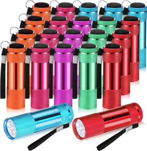 Miniatura 12 de VIHOSE 20 piezas de linternas mini a granel, luz de mano brillante de aluminio con cordón, linternas LED pequeñas para lectura nocturna, emergencia