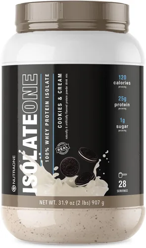 Miniatura 10 de NutraOne Proteína aislada de suero en polvo IsolateOne - Polvo aislado de suero 100% puro (chocolate Gourmet, 2 libras)