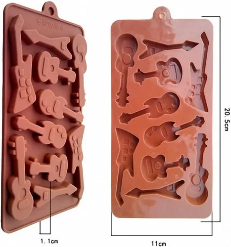 Miniatura 6 de Juego de 2 moldes para guitarra y notas musicales, moldes para instrumentos musicales, molde de silicona para chocolate, gelatina, cubitos de hielo