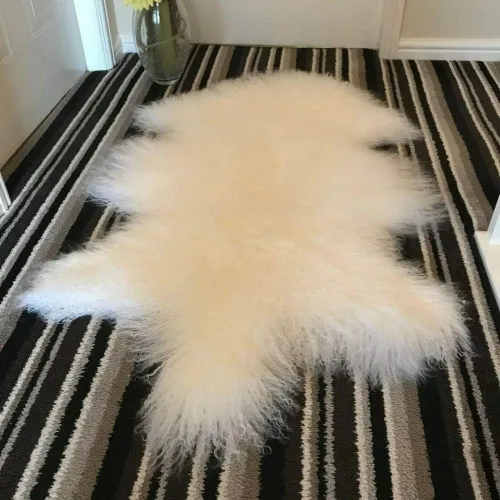 Alfombra de piel de oveja de cordero tibetano mongol auténtica, para ocultar la piel, alfombra para silla, mullida, gruesa, decorativa, para