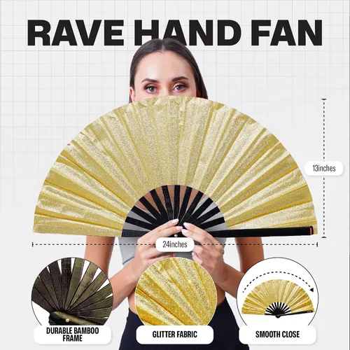 Miniatura 137 de SoJourner Bags Rave Fan – Ventilador plegable grande – Ventilador de mano Clack para raves, Halloween, Burlesque, trajes de arcoíris para mujeres