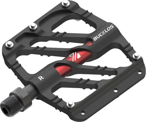 Miniatura 18 de BUCKLOS Pedales planos MTB para bicicleta de montaña, pedales de bicicleta de carretera CNC para adultos con 3 rodamientos, pedal de plataforma