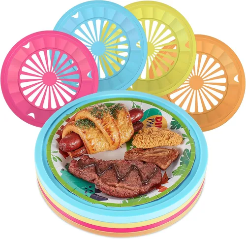 Miniatura 9 de Tessco for you 12 piezas de soportes reutilizables de plástico para platos de papel de 10 pulgadas, juego de soportes de plástico resistentes