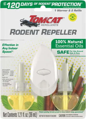 Miniatura 12 de Tomcat Repelente de Roedores con Aceite Esencial Enchufable con Aceite de Citronela, Canela y Menta, 1 Calentador y 1 Recarga Blanca