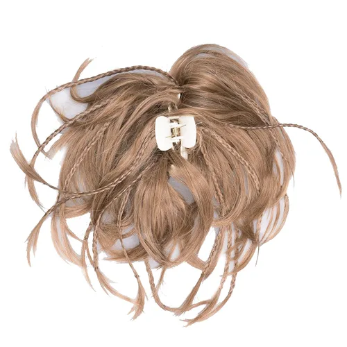 Miniatura 6 de IMISSU Extensiones de cabello hechas a mano con clip de cola de caballo trenzada, extensiones de cabello de cola de caballo (cobre ceniza)