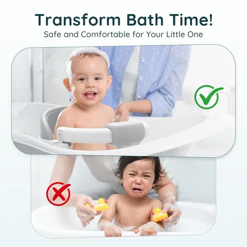 Miniatura 6 de Asiento de Baño para Bebé Bañera para Bebé - con Ventosas Fuertes y Soporte Envolvente de 360° - Liberación Fácil, Cojín Antideslizante, Gris