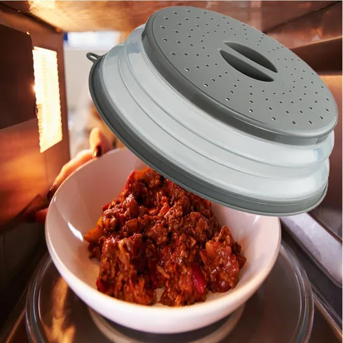 Miniatura 2 de Cubierta para salpicaduras de microondas ventilada para alimentos, protector de salpicaduras y colador de cocina para frutas y verduras, cubierta