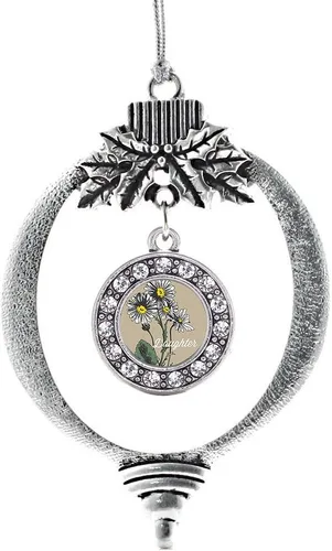 Miniatura 236 de Inspired Silver - Bonita bandera estadounidense - Adorno de Navidad plateado - Adorno de árbol de Navidad con dije circular con circonita cúbica