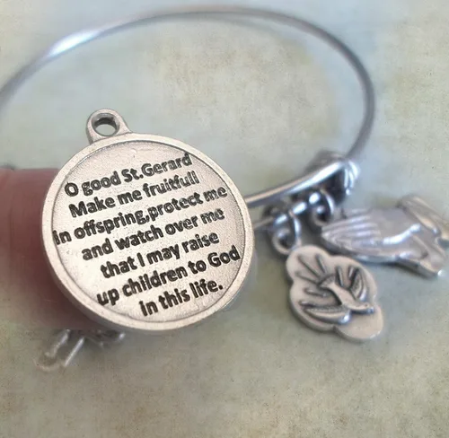 Miniatura 2 de St. Gerard Prayer Bangle Bracelet, Saint Gerard with Prayer, Patron Saint of Expectant Mothers, Extra Small to Large