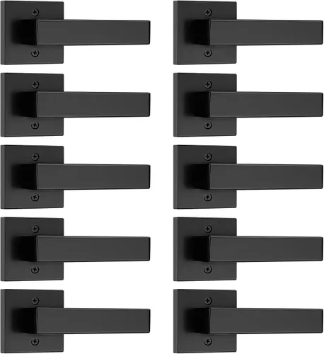 Miniatura 14 de Probrico Paquete de 2 manijas de puerta simuladas negras, manija de puerta de una sola cara para armarios, puertas francesas, juego de pomos Negro