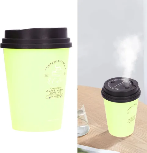 Miniatura 5 de Mini humidificador portátil, 10.1 fl oz, humidificador de automóvil, taza de café, apagado automático de bajo ruido, ligero, ahorro de espacio, Verde
