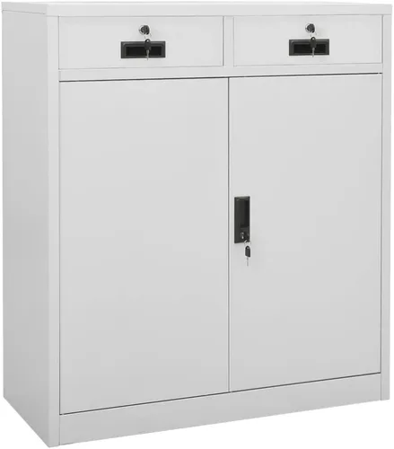 Miniatura 11 de Archivador de metal de 2 cajones, archivador de acero para oficina con cerradura para el hogar y la oficina, 35.4 x 18.1 x 28.5 pulgadas (blanco)
