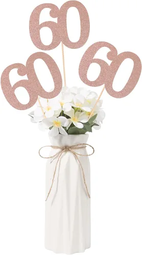 Miniatura 6 de Decoraciones de 50 aniversario NO 50, paquete de 10 centros de mesa de cumpleaños de 50 cumpleaños de doble cara con purpurina dorada para mesas