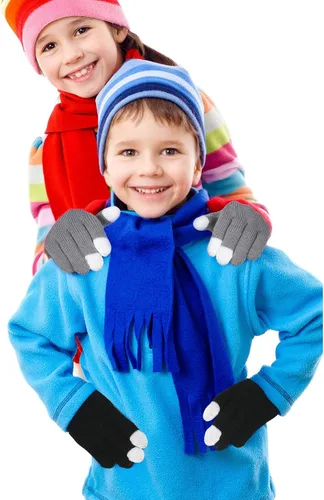 Miniatura 5 de SATINIOR 6 pares de guantes de punto para niños, guantes de invierno cálidos, guantes elásticos para niños o niñas
