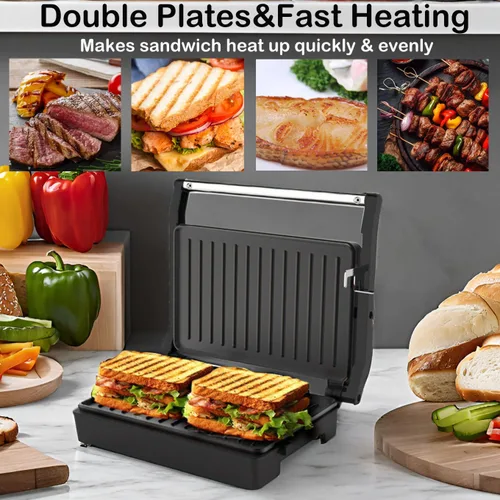 Miniatura 2 de Tamaño pequeño, mini prensa Panini, prensa de sándwich, parrilla Pnini, perfecta para asar sándwiches, bistec, hamburguesas, panini, salchichas