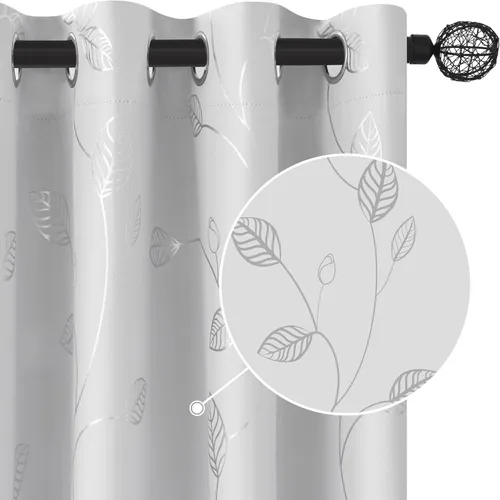 Miniatura 61 de BUHUA - Cortinas opacas blancas, cortinas plateadas, juego de 2 paneles de cortinas con ojales para dormitorio, elegante tratamiento de ventana