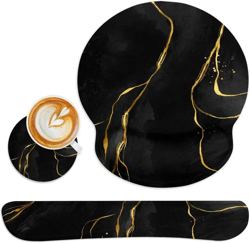 Miniatura 19 de Britimes Juego de alfombrillas ergonómicas para mouse con reposamuñecas, cielo nocturno abstracto, base de goma antideslizante, soporte para muñeca