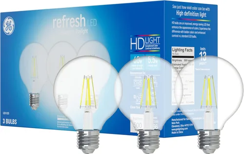 GE Lighting 36948 Bombilla de acabado transparente Refresh HD regulable G25 Globo decorativo 4.5 (reemplazo de 40 W)