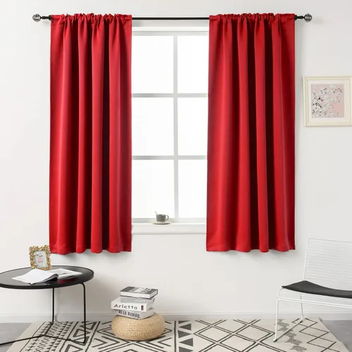 Miniatura 9 de DUALIFE Cortinas opacas de 45 pulgadas de largo, 2 paneles para ventanas pequeñas de dormitorio, aislamiento térmico, bolsillo para barra, cortinas