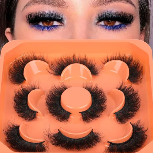 Pestañas postizas de visón de 3D con volumen completo de 18mm, pestañas postizas gruesas de aspecto natural, extensiones de pestañas falsas 5 pares,