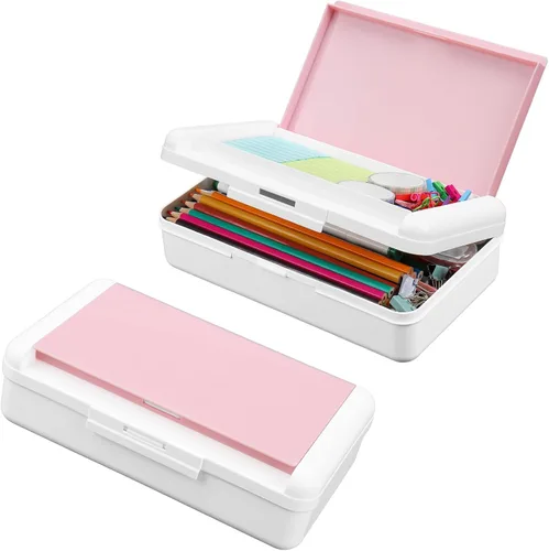 Miniatura 8 de Meiikun Caja de Lápices, Cajas de Lápices de Gran Capacidad 2 Compartimentos, Estuche Rígido de Lápices con Tapa Hermética, Caja Organizadora de 1