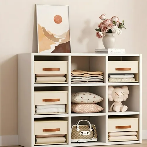 Miniatura 7 de DIMJ Organizadores de armario y almacenamiento – Contenedores de tela extraíbles con cajones para armario, organizadores de ropa plegables con Beige