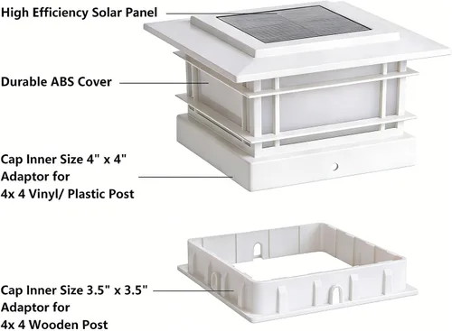 Miniatura 8 de Dynaming Luces solares de 4 x 4 para exteriores con 2 modos de color, luces solares para poste de valla, carcasa negra para postes de vinilo/madera
