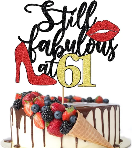 Miniatura 37 de Still Fabulous at 30 - Decoración para tartas de feliz cumpleaños de 30 años, tacones altos de reina con labios rojos grandes, decoración