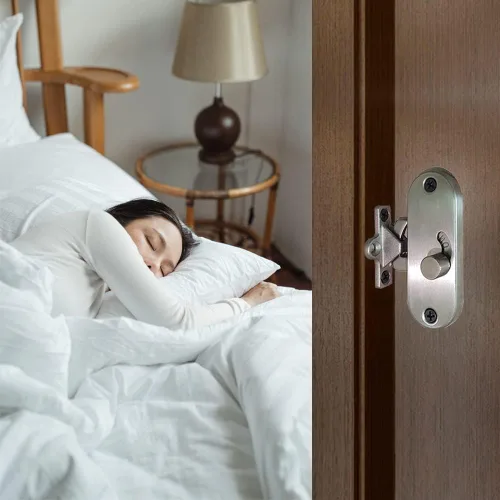 Miniatura 2 de KAFENDA Cerradura de puerta de 90 grados, pestillo de bloqueo de puerta plegable para puerta corrediza de granero de seguridad (2 cerraduras)