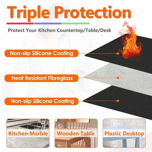 Miniatura 3 de Tapetes resistentes al calor para encimera, tapete ignífugo para freidora de aire de 16 x 24 pulgadas, tapetes para parrilla al aire libre