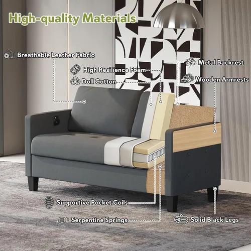Miniatura 3 de STHOUYN Cómodo sofá biplaza pequeño, sofá biplaza pequeño, sofá biplaza pequeño, sofás modernos de mediados de siglo, sala de estar, dormitorio