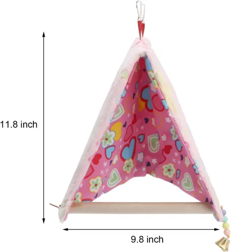 Miniatura 4 de Tienda de campaña de felpa para pájaros, hamaca triangular cálida para invierno, cama nido para loro, periquito, cacatúa, tortolito (M)