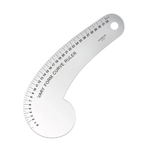 Miniatura 14 de Kearing Vary Form - Regla curva francesa de 12 pulgadas para hacer patrones, regla curva de cadera de aluminio de aviación para medir la costura