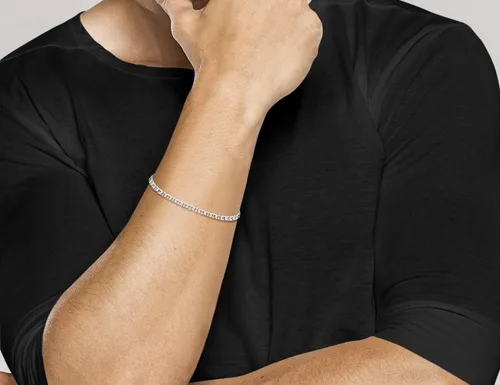Miniatura 4 de Miabella Italian Solid 925 Sterling Silver, 18Kt Gold Plated 3mm, 4mm Solid Mariner Link Chain Bracelet for Men Women, Made in Italy