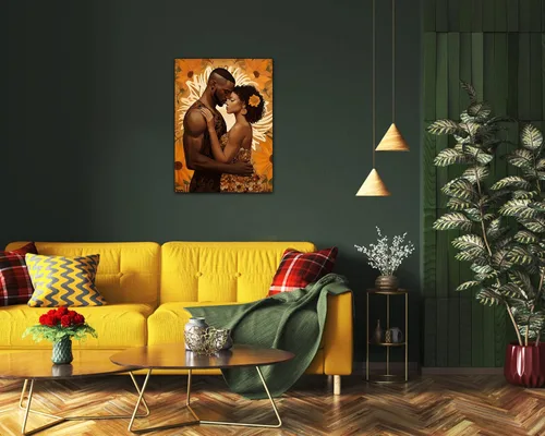 Miniatura 116 de Arte de pared afroamericano, decoración de rey y reina bailarín negro para sala de estar, arte de pareja de amor negro para dormitorio, lienzo