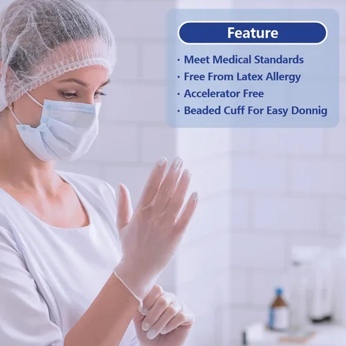 Miniatura 5 de Safe Health Vinyl Exam Disposable Gloves, Free of Latex & Powder, Clear, 3.5 Mil, Medical Grade