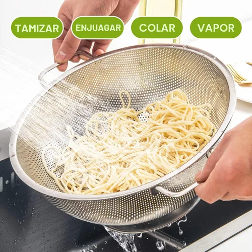 Miniatura 5 de Gulex Colador de acero inoxidable de 3 cuartos, colador para alimentos de cocina, apto para lavavajillas