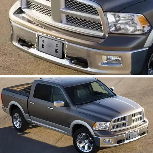 Miniatura 7 de CheroCar Marco de soporte de placa frontal para Dodge RAM 1500 2002-2009, accesorios exteriores para automóvil, elegante marco de matrícula frontal