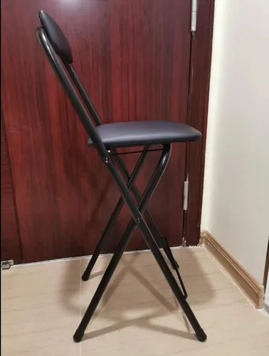 Miniatura 6 de Taburete de bar plegable con respaldo, estilo moderno/minimalista, negro/blanco, asiento de piel sintética, 3 opciones de altura: 25.5/27.5/29.5