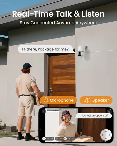 Miniatura 8 de Anlapus 2 cámaras de seguridad WiFi C281 3MP 2K para exteriores, cámara de seguridad con cable Pan/Tilt de 360°, detección AI, pista automática